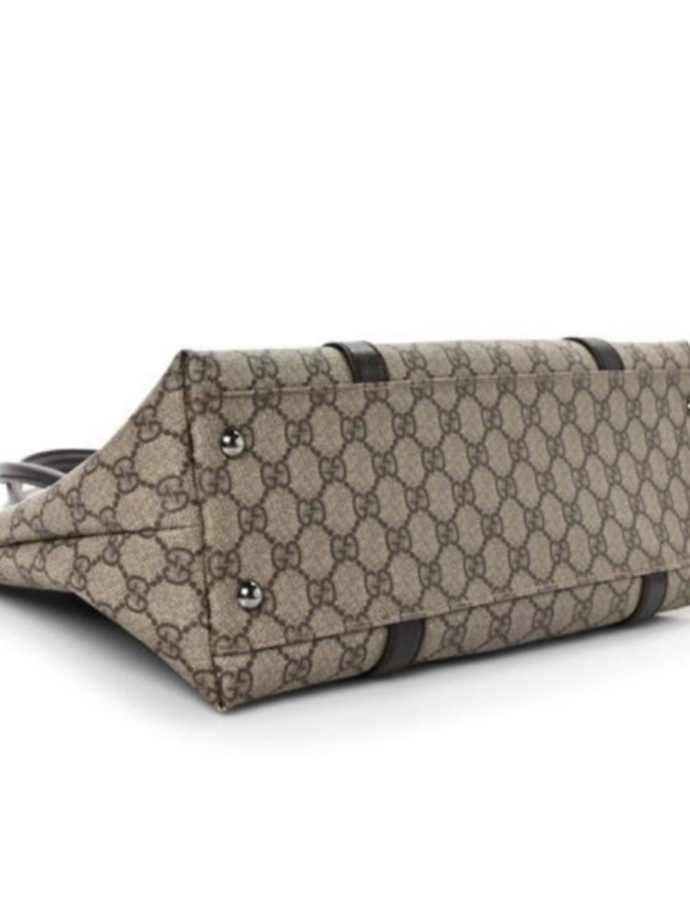 Gucci Joy GG Supreme Canvas Tote Bag - Large Beige Brown Leather Trim Designer - Picture 12 of 16